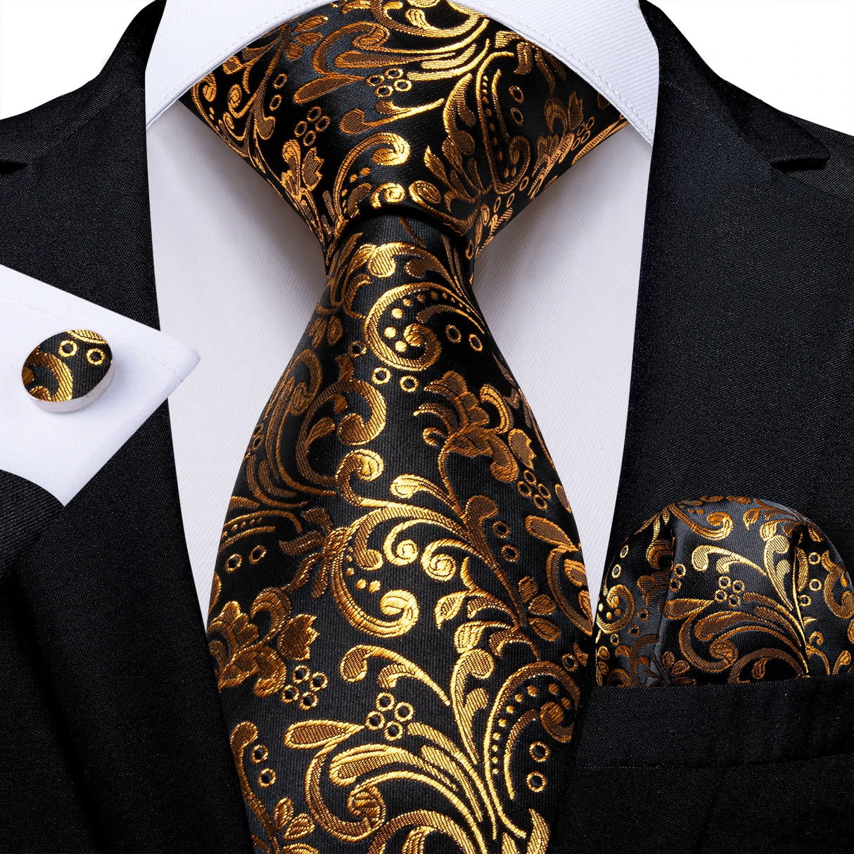 Elegant Beige Yellow Floral Plaid Paisley Men Ties