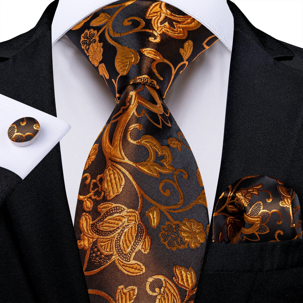 Elegant Beige Yellow Floral Plaid Paisley Men Ties
