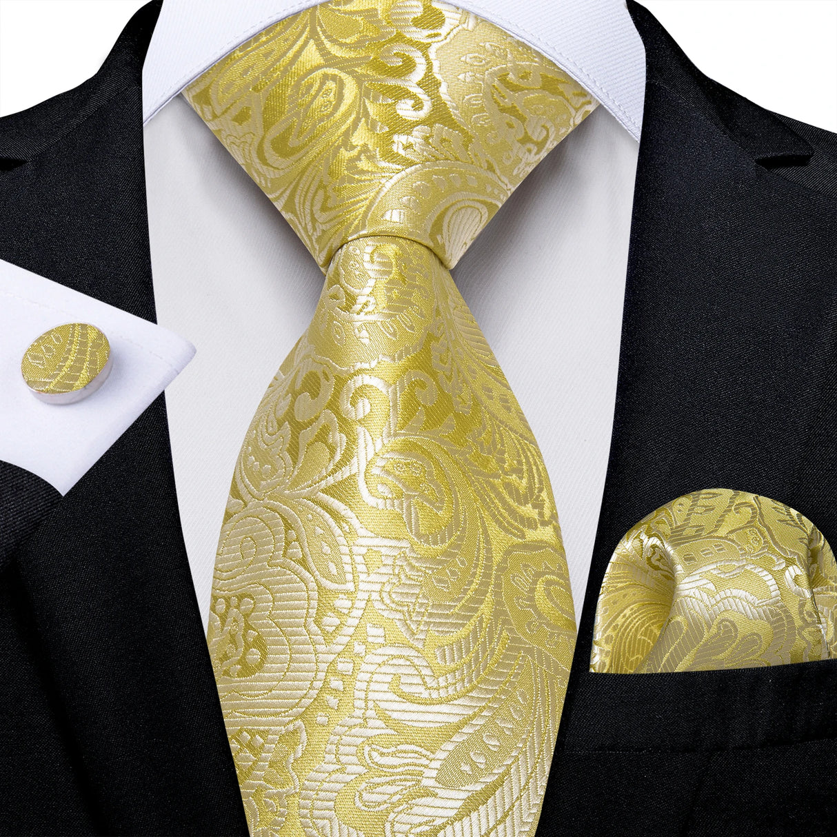 Elegant Beige Yellow Floral Plaid Paisley Men Ties