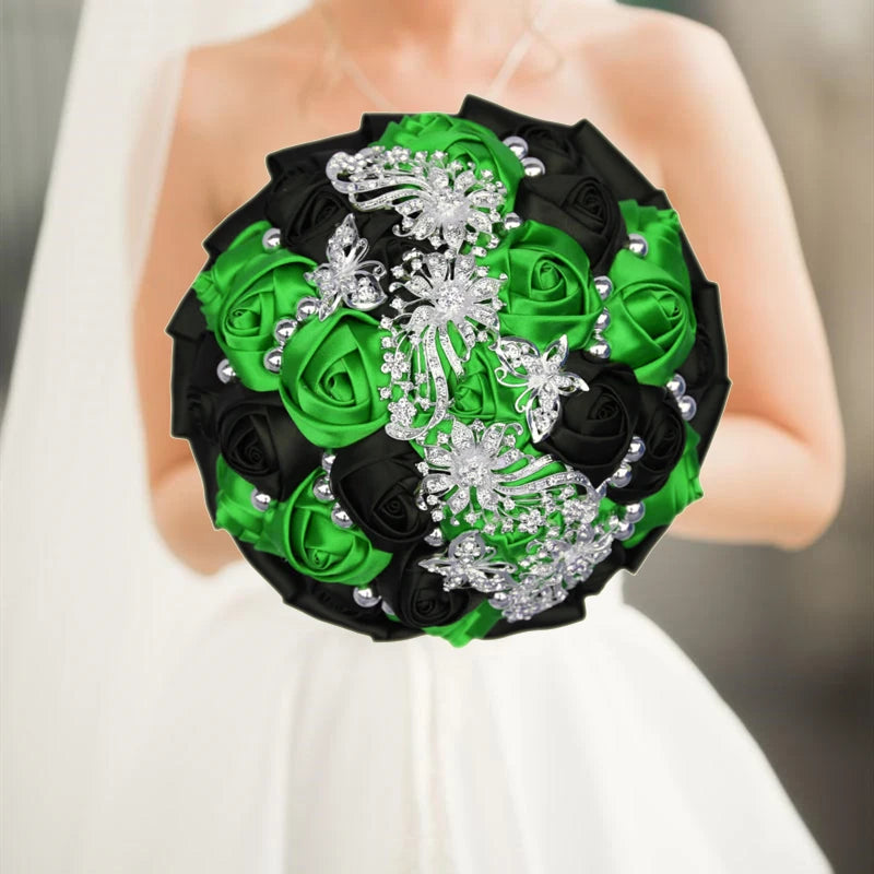 Black Green Elegant Bridal Wedding Bouquet
