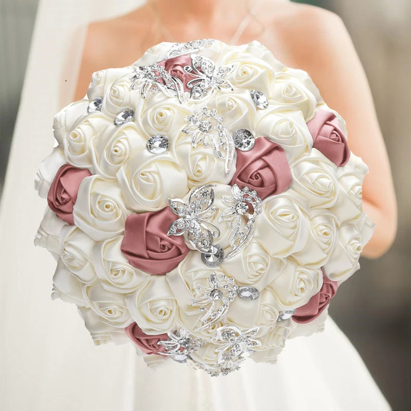 White Brown Elegant Bridal Wedding Bouquet