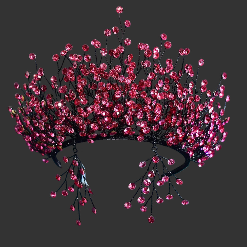 Red Elegant Bright Rhinestone Bridal Crown Wedding Hairpiece