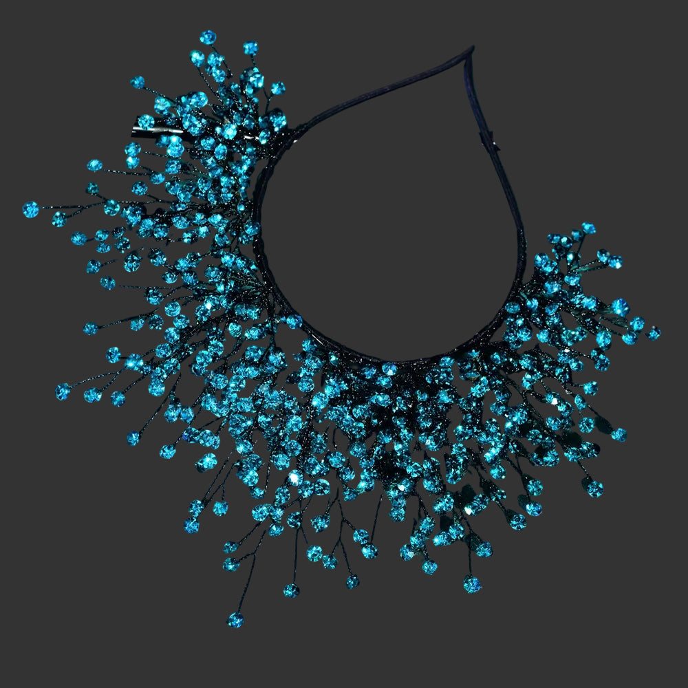 Green Elegant Bright Rhinestone Bridal Crown Wedding Hairpiece