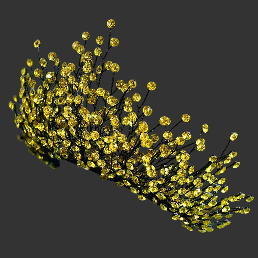 Gold Elegant Bright Rhinestone Bridal Crown Wedding Hairpiece