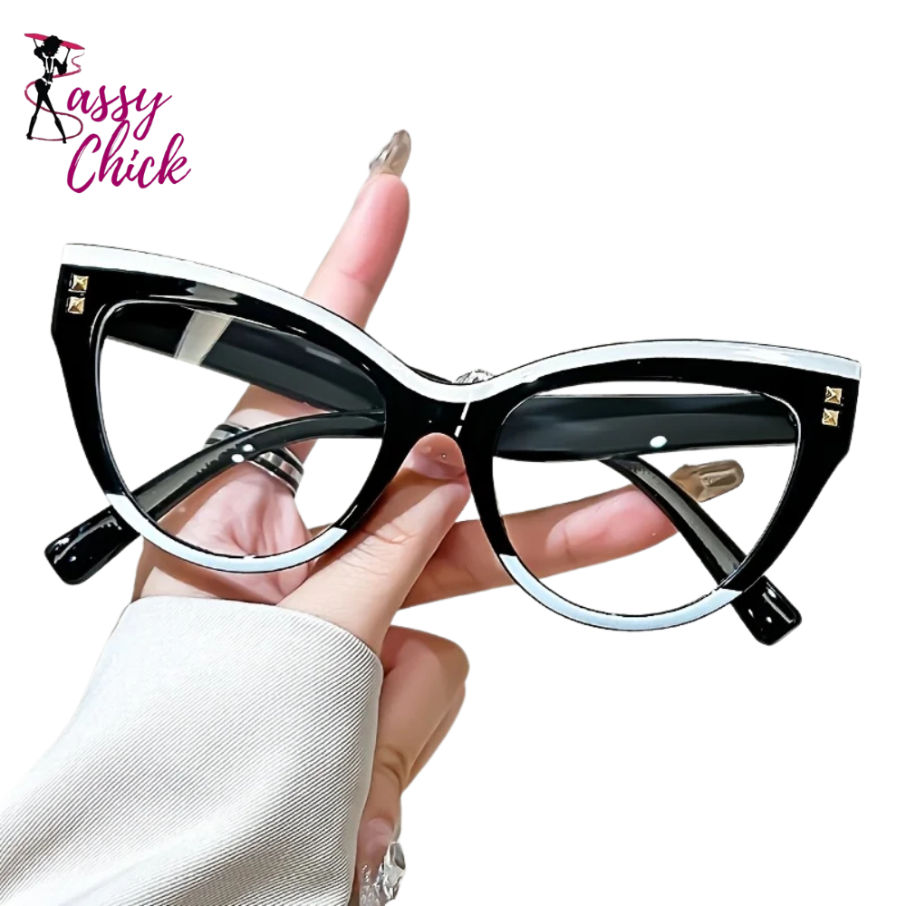 Elegant Cat Eye Reading Glasses with Metal Hinge Sassy Chick Logo