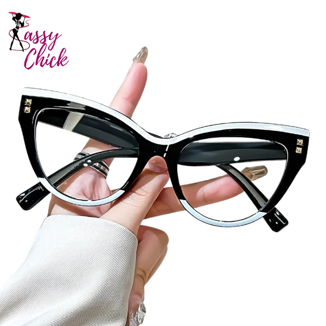 Elegant Cat Eye Reading Glasses with Metal Hinge Sassy Chick Logo