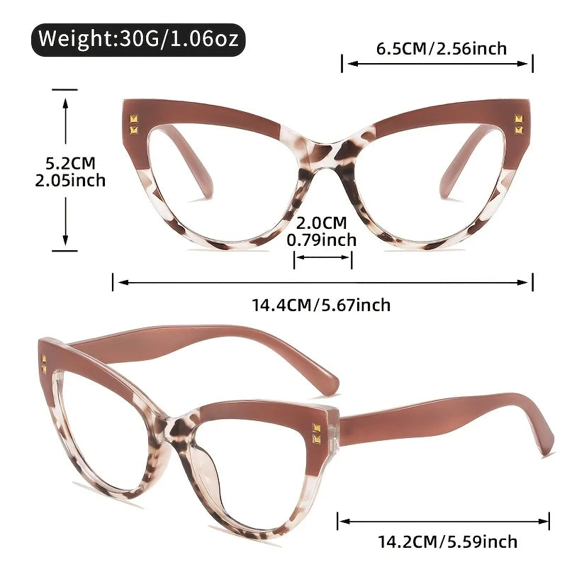 size of Elegant Cat Eye Reading Glasses with Metal Hinge