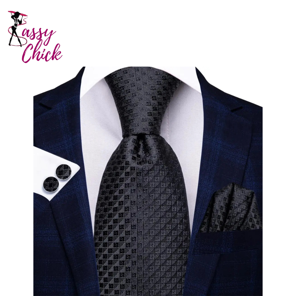 Elegant Dot Hanky Cufflink Silk Necktie Sassy hick Logo