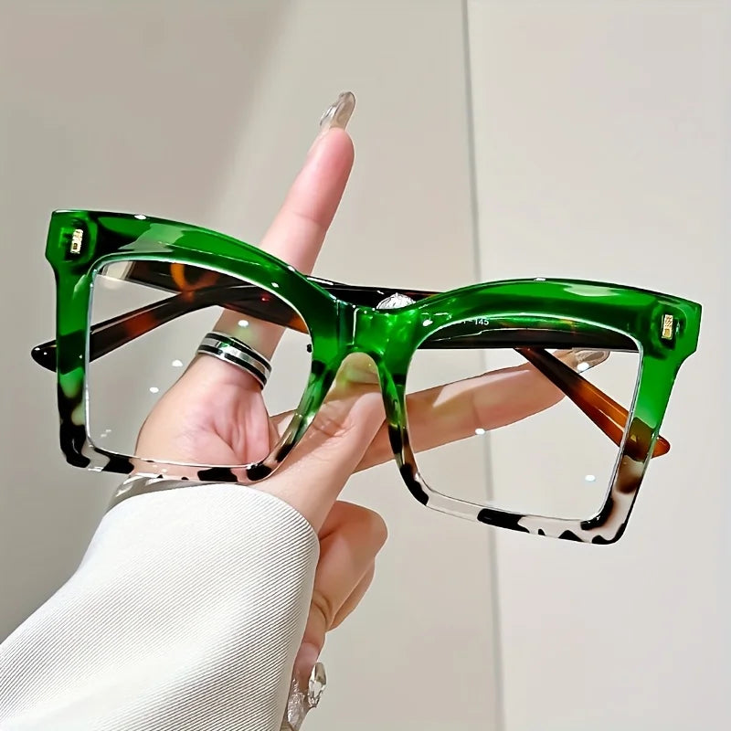 green leopard eyeglasses