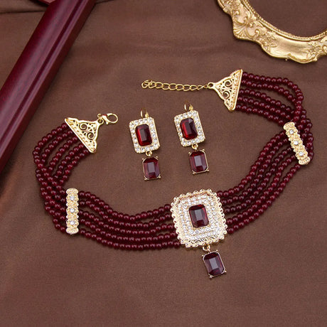 wine red Elegant Morocco Jewelry Set
