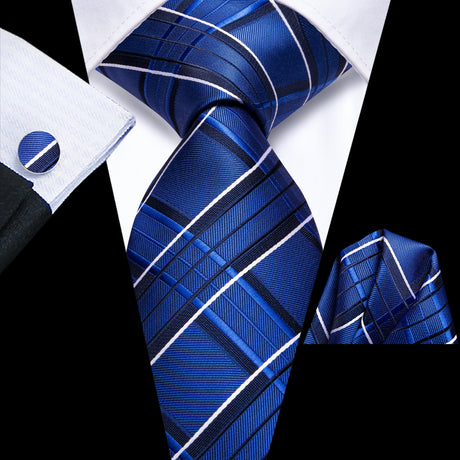 blue striped necktie set