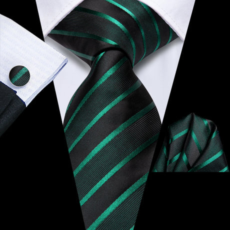 black green lines design necktie set