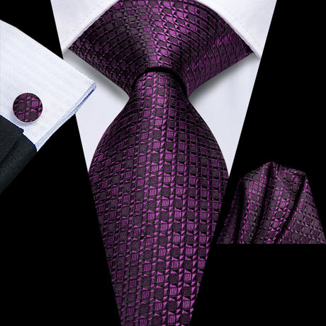 purple geometric design necktie set