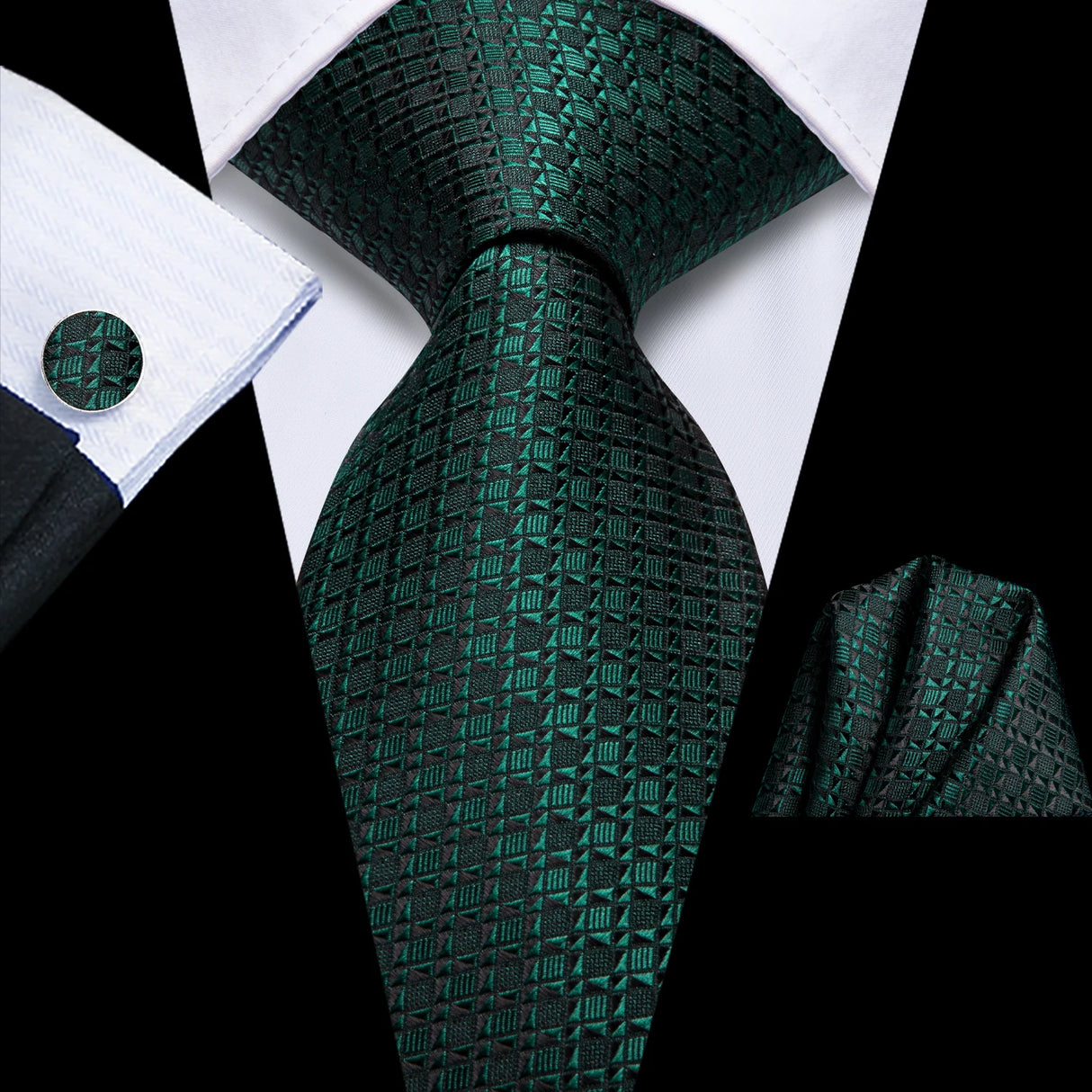 green geometric design necktie set