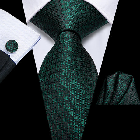 green geometric design necktie set