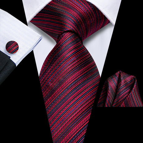 red lines design necktie set
