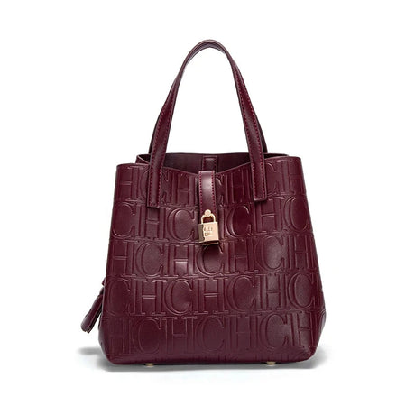 Maroon Embossed Handheld Bun Shopping Bag