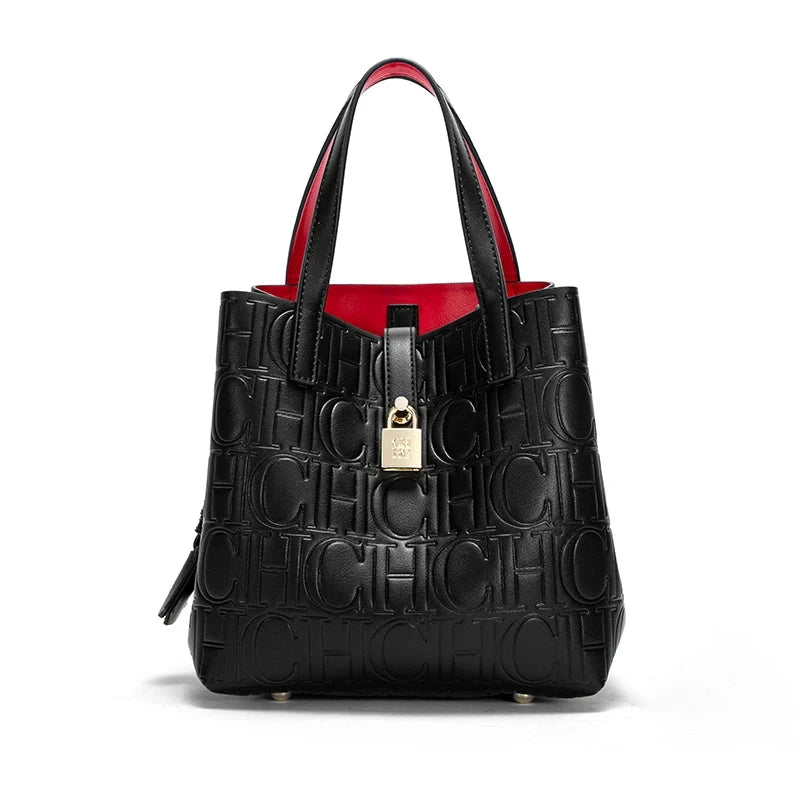 Black Embossed Handheld Bun Shopping Bag
