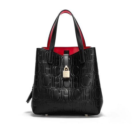 Black Embossed Handheld Bun Shopping Bag