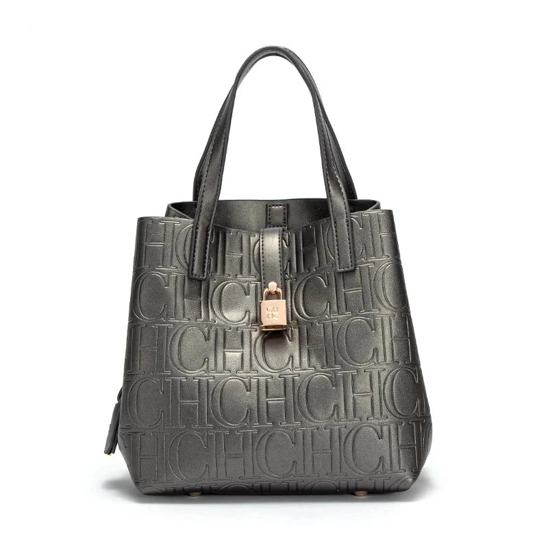 Silver Embossed Handheld Bun Shopping Bag