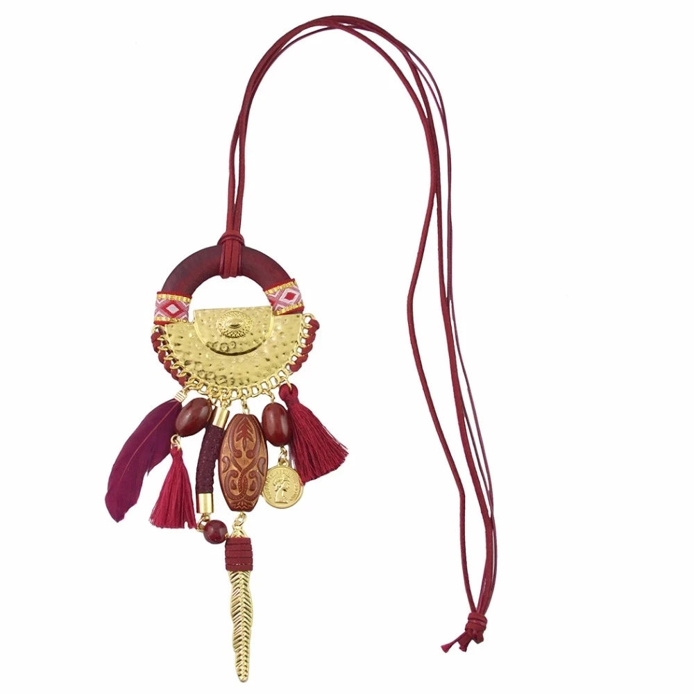 Ethnic Bohemian Gypsy Thread Long Tassel Necklaces