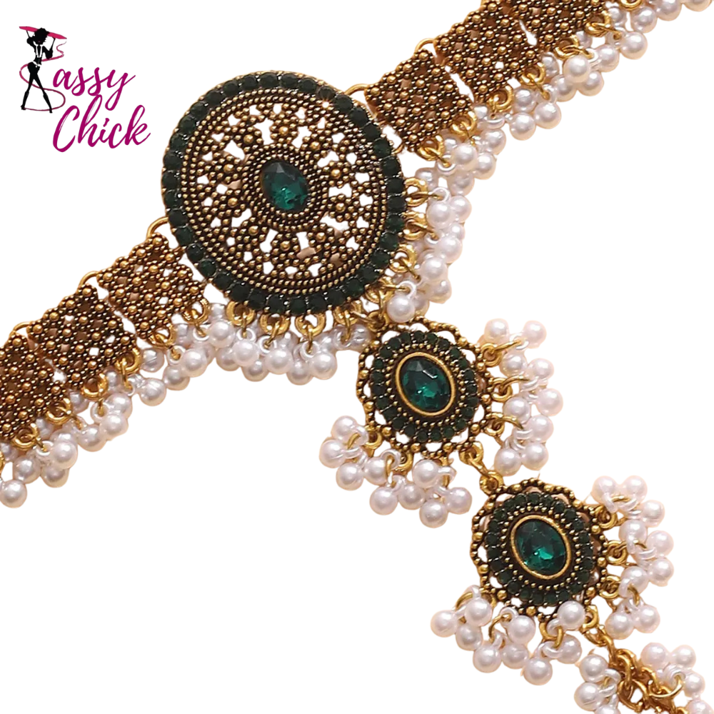 Ethnic Crystal Round Flower Finger Chain Bracelet Sassy Chick Logo