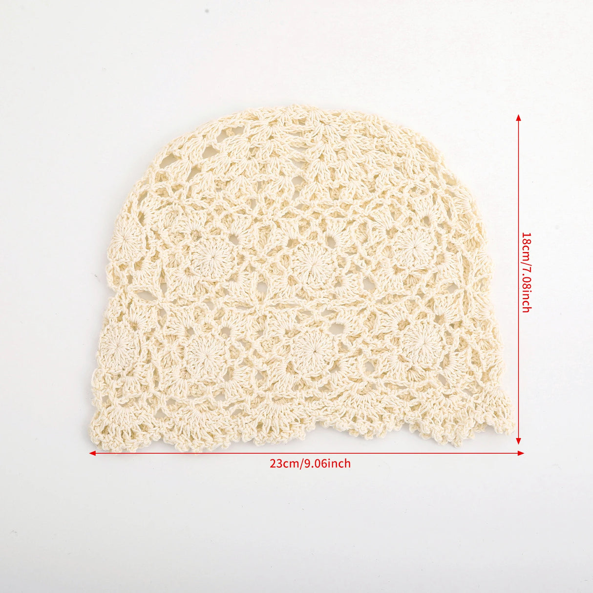 Size of Ethnic Hollow Pearl Tassel Knitted Hat Headwrap