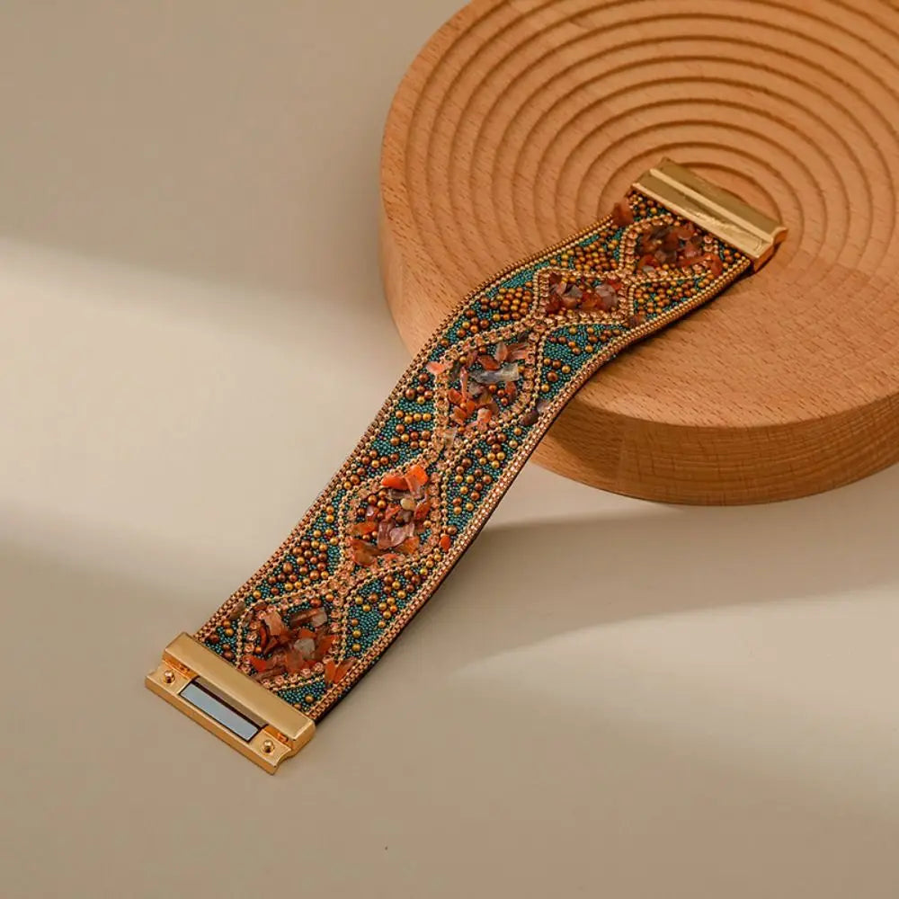 Brown Ethnic Style Bohemian Rhinestone Acrylic Beads Bracelet