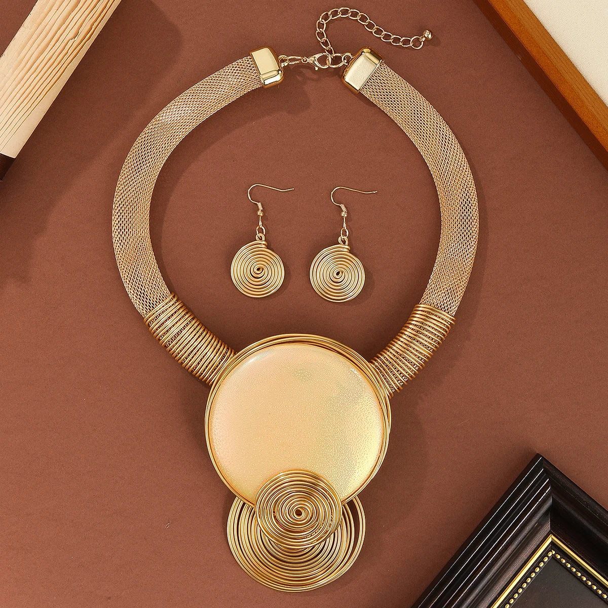 gold Exaggerate Aluminum Circle Jewelry Sets