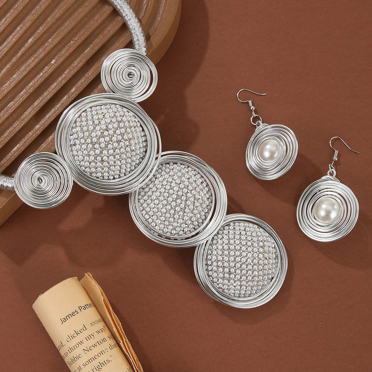 silver Exaggerate Aluminum Circle Jewelry Sets