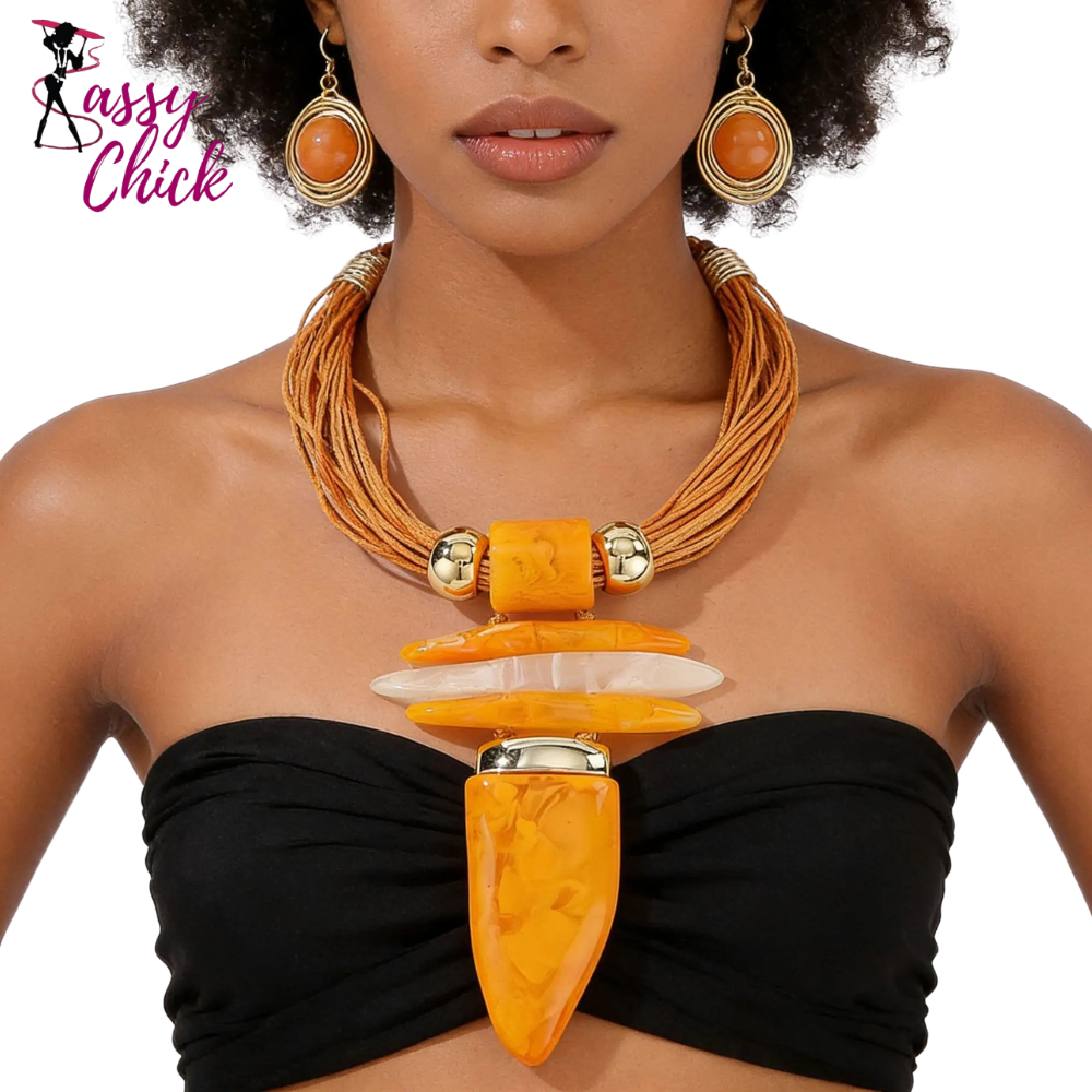 Exaggerated Resin Horn Pendant Bohemian Ethnic Jewelry Sassy Chick Logo