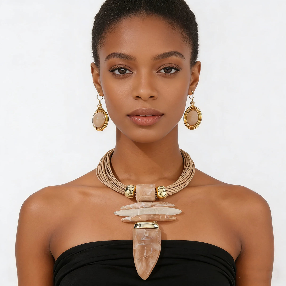 Exaggerated Resin Horn Pendant Bohemian Ethnic Jewelry