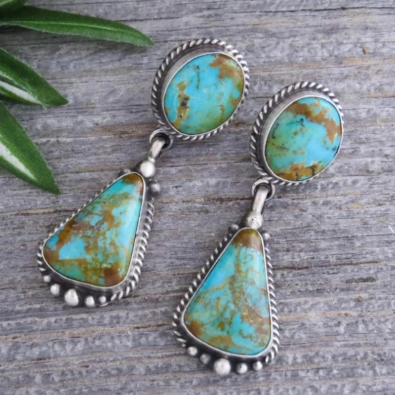 Exquisite Inlaid Imitation Turquoise Geometric Jewelry