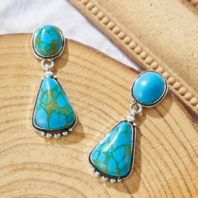 Exquisite Inlaid Imitation Turquoise Geometric Jewelry