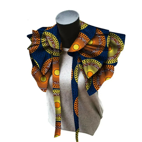 Fabric Necklaces Print Ankara blue yellow orange