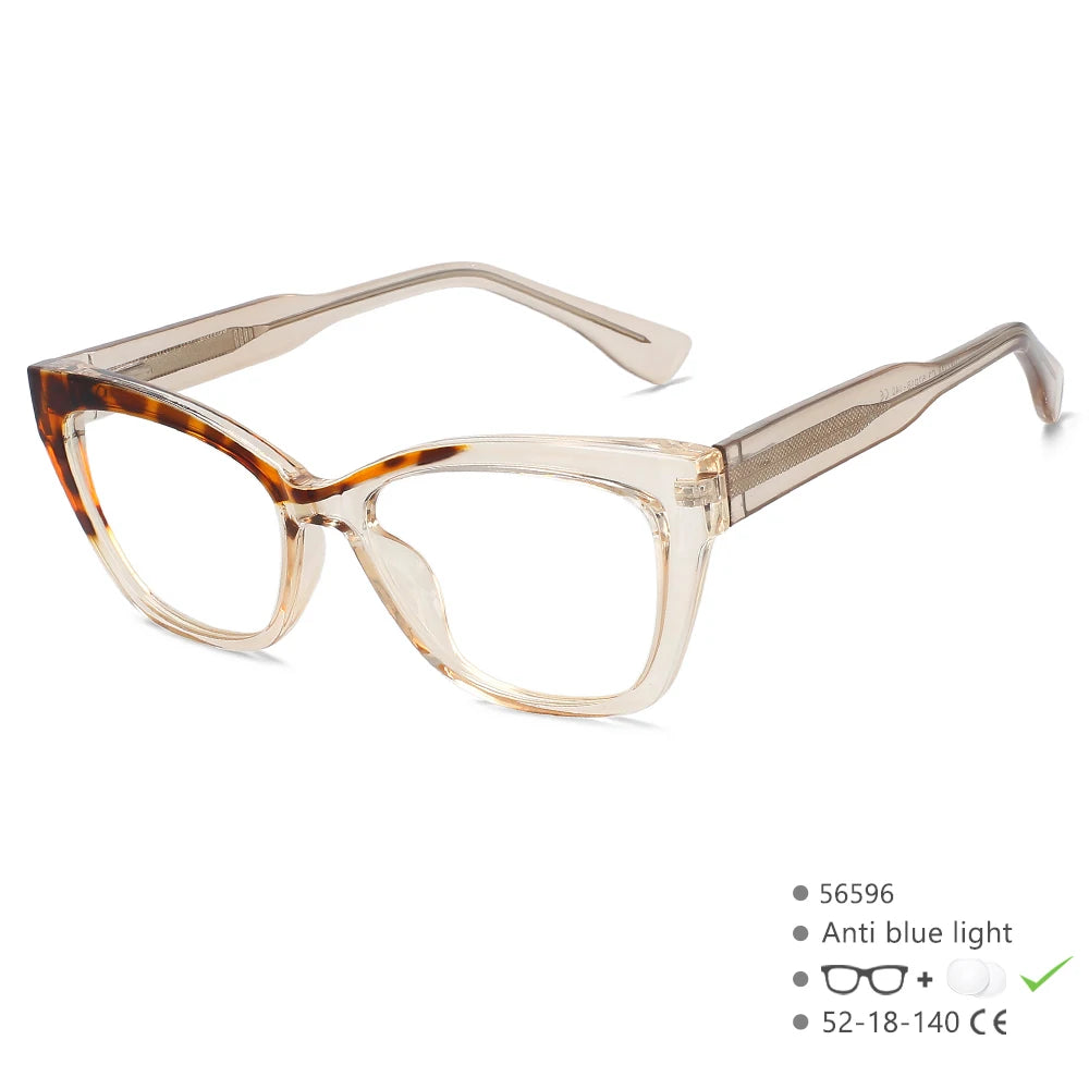Gray Leopard Fashion Anti Blue Colored Eyebrow Frame Eyeglass