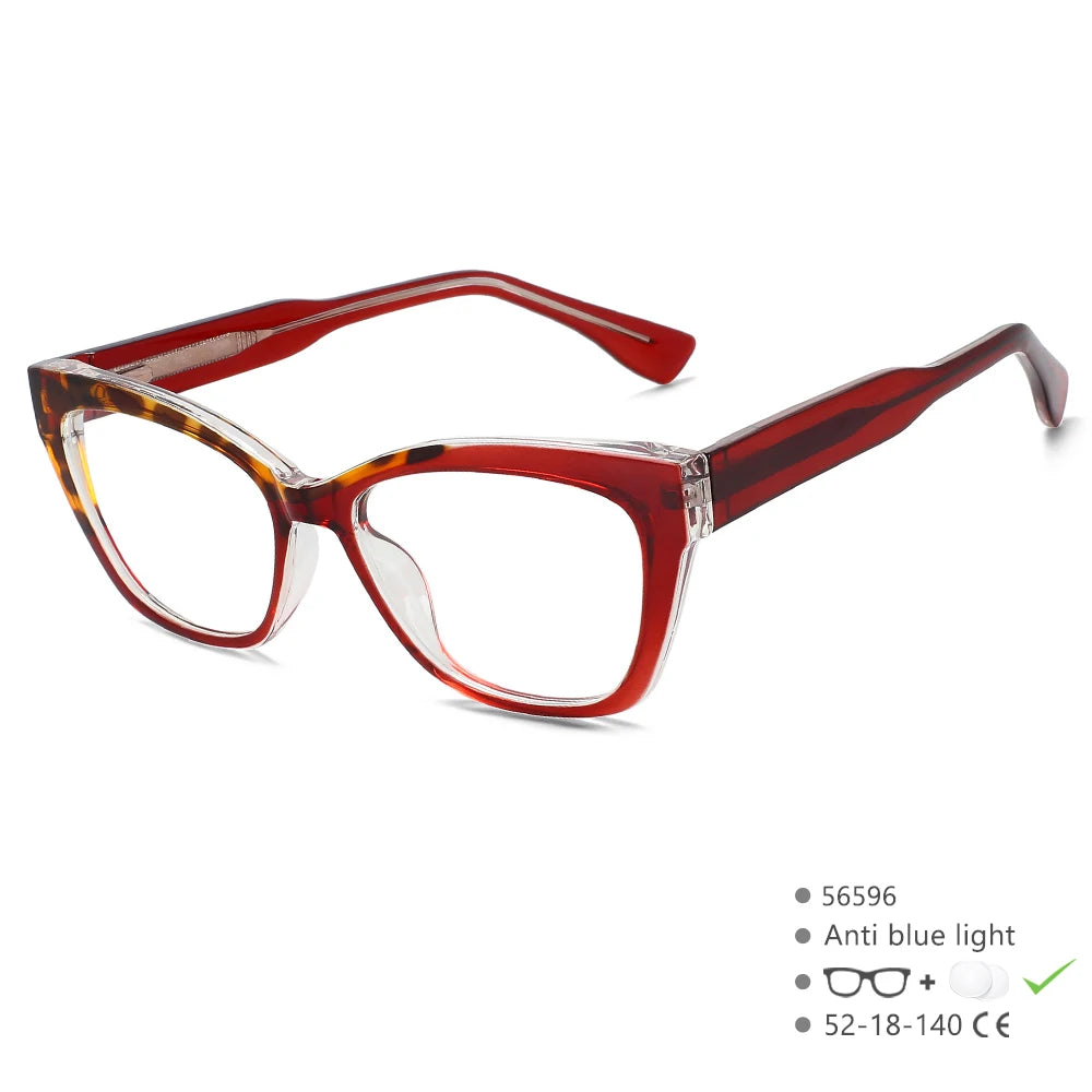 Red Leopard Fashion Anti Blue Colored Eyebrow Frame Eyeglass