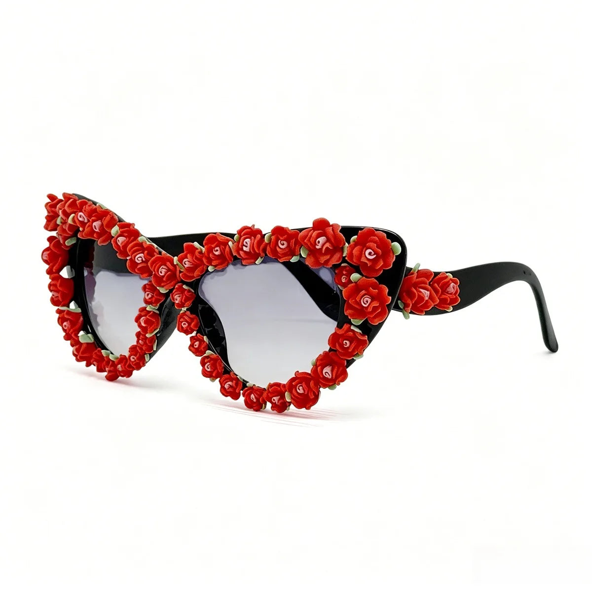 Fashion Baroque Floral Gradient lens Cat Eye 3D Sunglasses