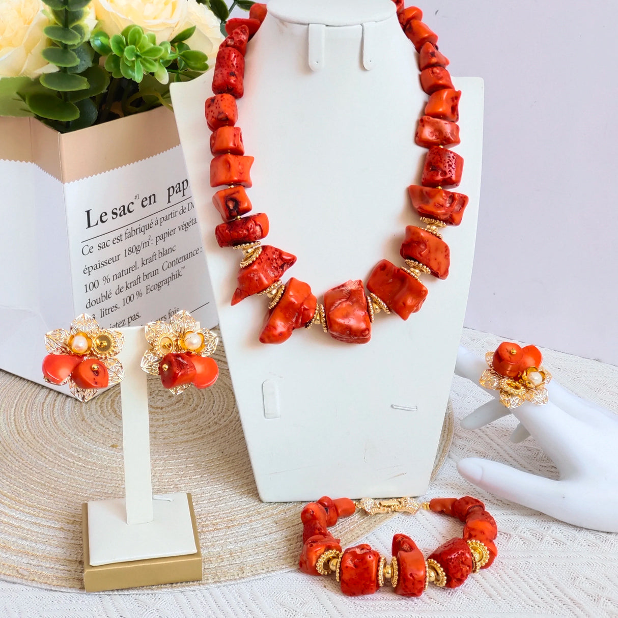 Fashion Beads African Coral Jewelry Set
