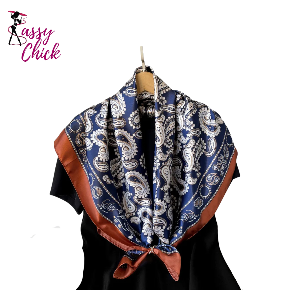 Fashion Bohemian Pattern Square 90*90cm Silk Scarf Bandanna Sassy Chick Logo