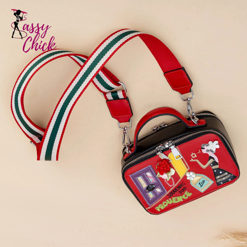 Fashion Cartoon Pattern Box Design Shoulder Bag Sassy Chick Logo