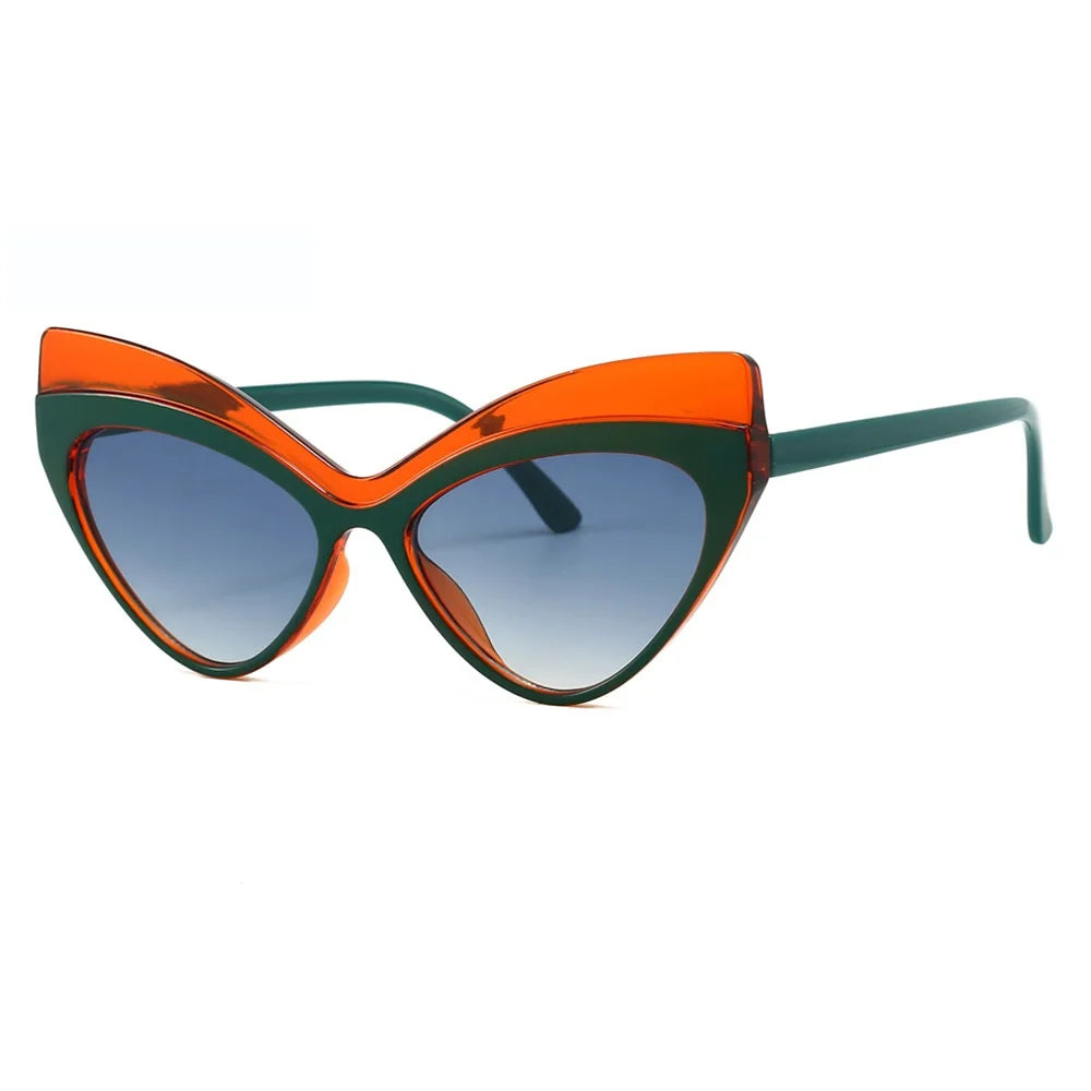 orange/green frame gradient blue lens sunglasses