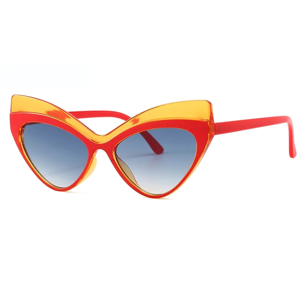 orange/red frame gradient blue lens sunglasses