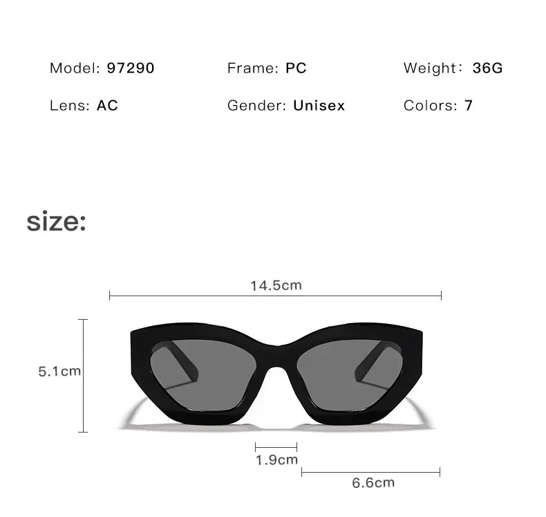 Size of Fashion Cat Eye uv400 Vintage Sunglasses