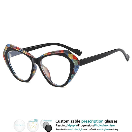 Black Fashion Color-blocked TR90 Resin Reading Glasses