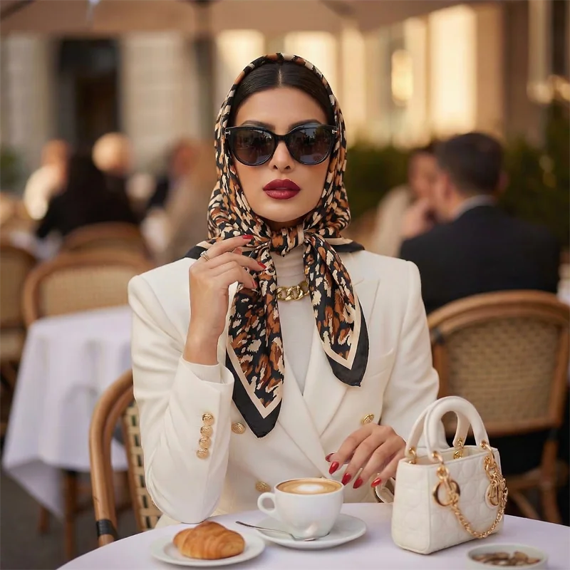 Fashion Leopard Print Silk Scarf