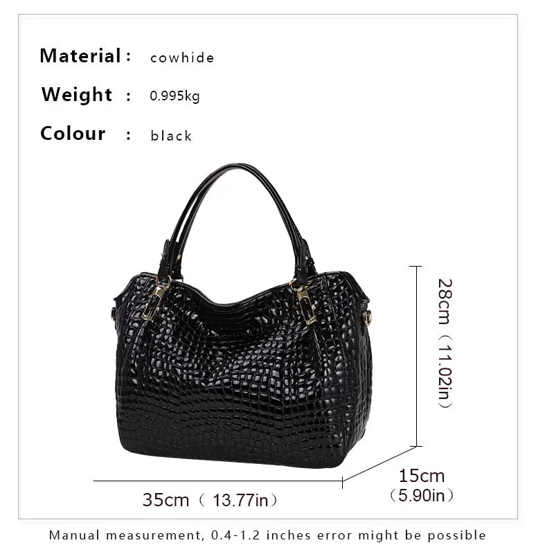 Size of Fashion Light Cowhide Black Handbag