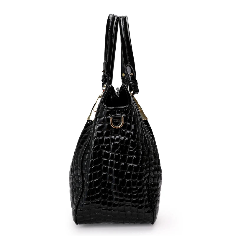 Fashion Light Cowhide Black Handbag