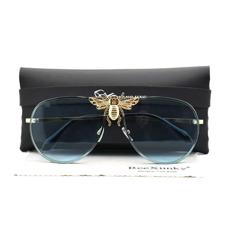 Green Fashion Luxury Designer Oversized Retro Sunglasses