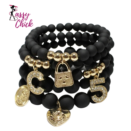 Fashion Natural Stone Stretch Beaded Bracelet Sassy Chick Logo